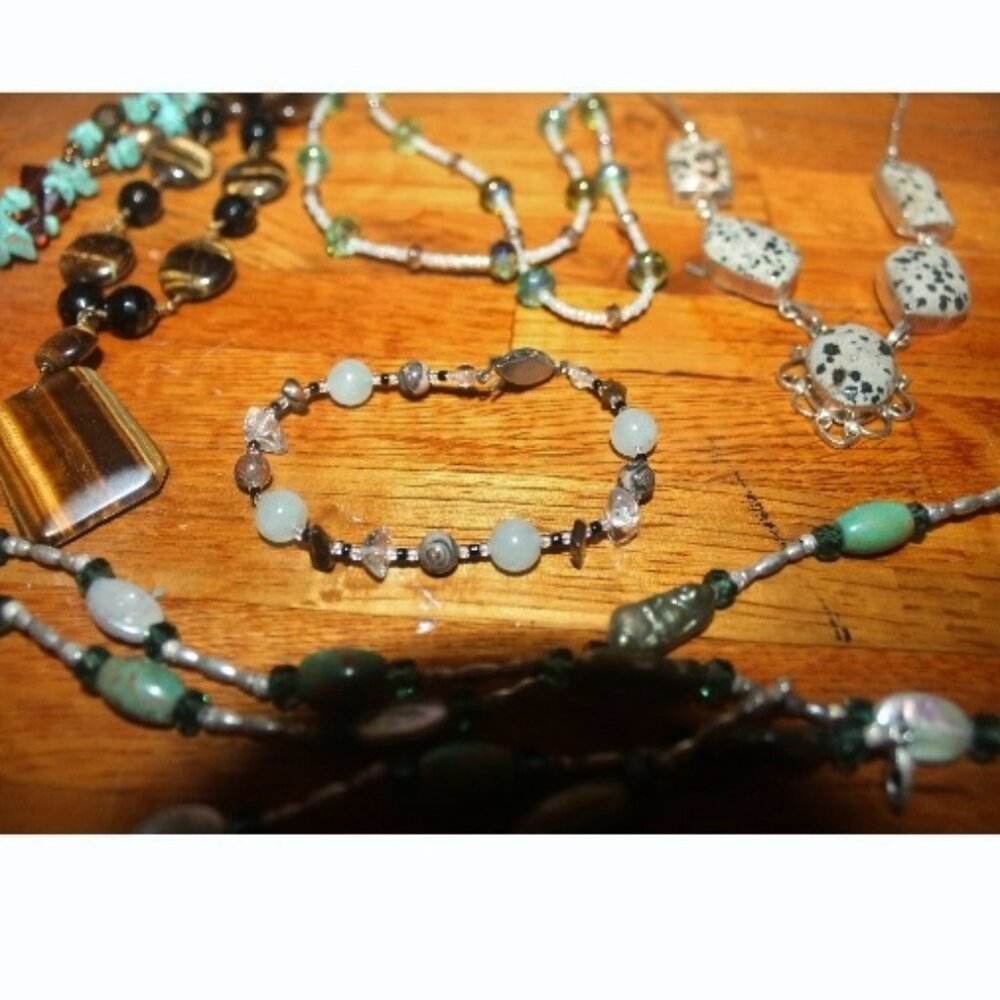 925 Sterling Beaded Precious Stones and Bead Necklaces Bracelet Lot 209 grams - Picture 6 of 7